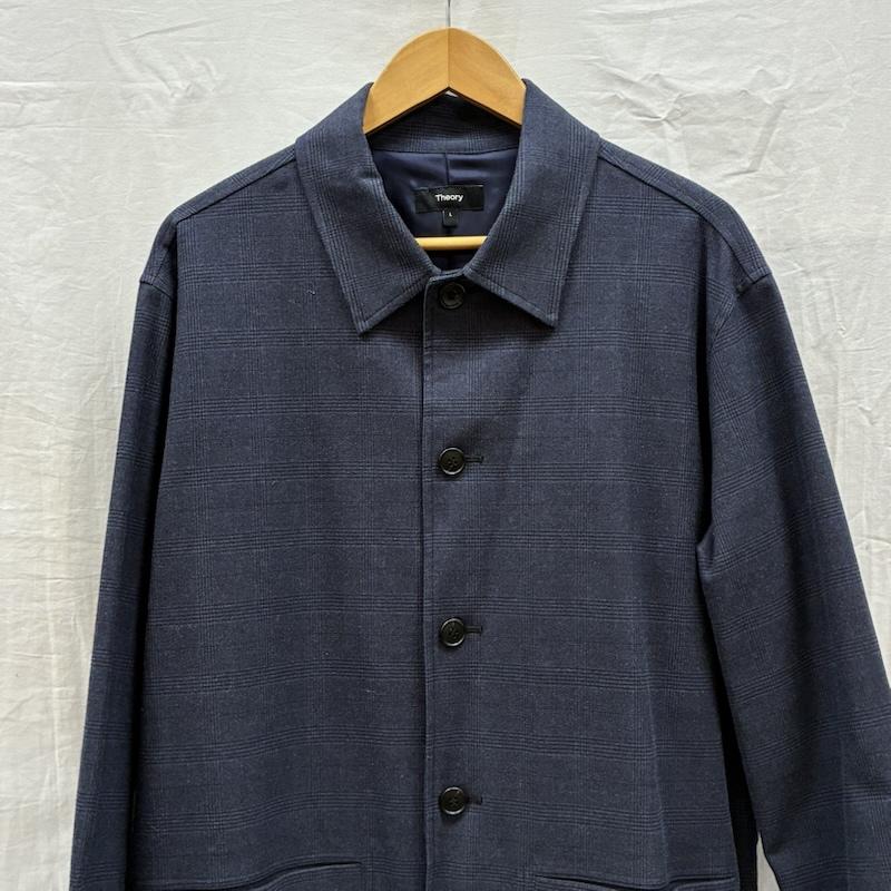 セオリー theory ジャケット、上着 ジャンパー、ブルゾン チェック アクリル レーヨン 混 コットン コーチジャケット L メンズ USED 古着 中古 50167863