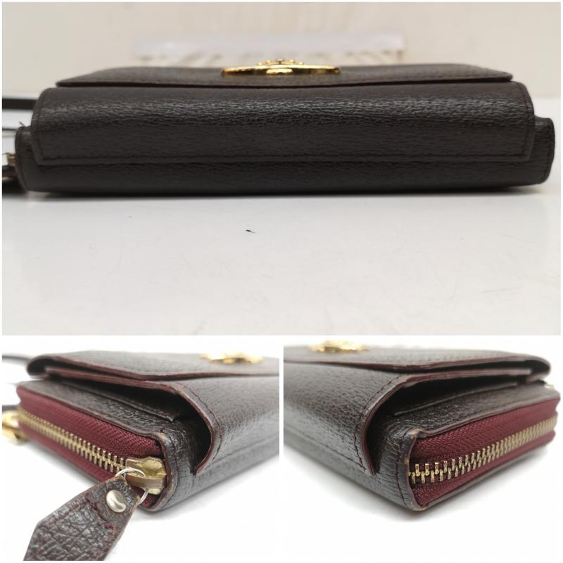 ヴィヴィアンウエストウッド Vivienne Westwood 財布 長財布 ショルダー ウォレット 長財布 オーブロゴ レザー 2way ダークブラウン / ダークブラウン / レディース USED 古着 中古 50167873