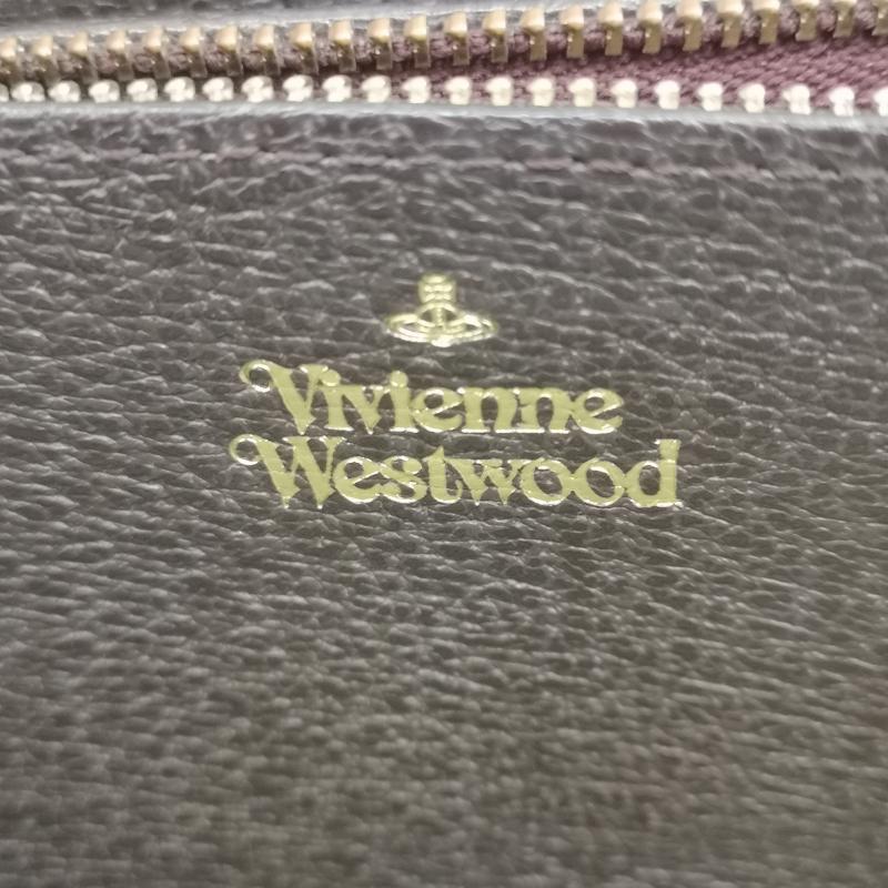 ヴィヴィアンウエストウッド Vivienne Westwood 財布 長財布 ショルダー ウォレット 長財布 オーブロゴ レザー 2way ダークブラウン / ダークブラウン / レディース USED 古着 中古 50167873