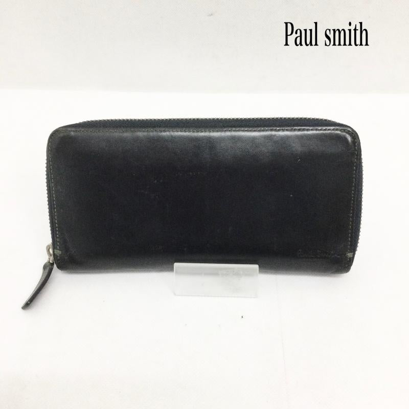 ポールスミス Paul Smith 財布 長財布 paul smith 財布 ラウンドジップ　長財布 - 無地 黒 / ブラック / black メンズ USED 古着 中古 50167896