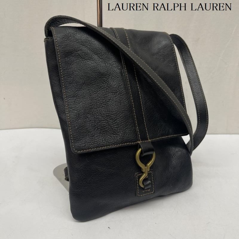 ローレンラルフローレン LAUREN RALPH LAUREN ショルダーバッグ ショルダーバッグ フラップ レザー ショルダーバッグ - 黒 / ブラック / black レディース USED 古着 中古 50167905