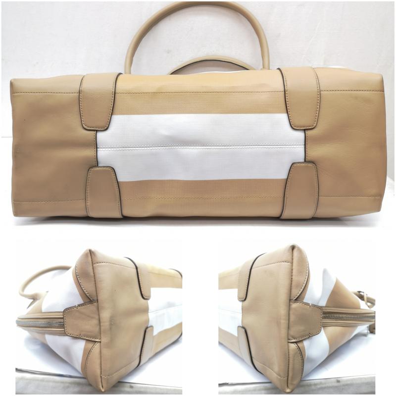コーチ COACH ハンドバッグ ハンドバッグ A1469 30173 Bleecker ブリーカー ストライプド コーテッド サッチェル レザー ハンド バッグ ベージュ / ベージュ / beige レディース USED 古着 中古 50167908