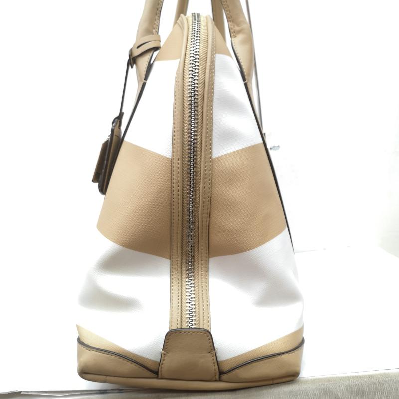 コーチ COACH ハンドバッグ ハンドバッグ A1469 30173 Bleecker ブリーカー ストライプド コーテッド サッチェル レザー ハンド バッグ ベージュ / ベージュ / beige レディース USED 古着 中古 50167908
