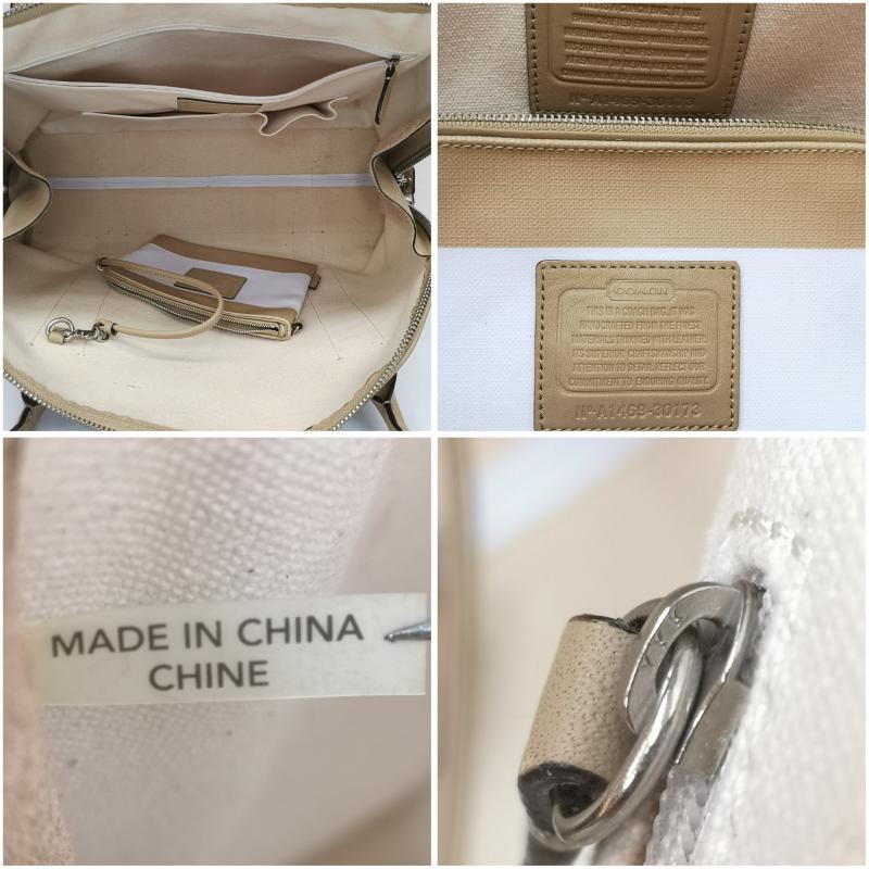 コーチ COACH ハンドバッグ ハンドバッグ A1469 30173 Bleecker ブリーカー ストライプド コーテッド サッチェル レザー ハンド バッグ ベージュ / ベージュ / beige レディース USED 古着 中古 50167908