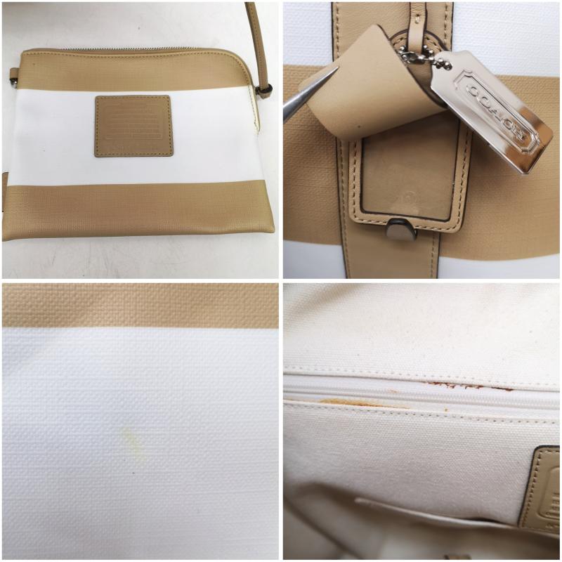 コーチ COACH ハンドバッグ ハンドバッグ A1469 30173 Bleecker ブリーカー ストライプド コーテッド サッチェル レザー ハンド バッグ ベージュ / ベージュ / beige レディース USED 古着 中古 50167908
