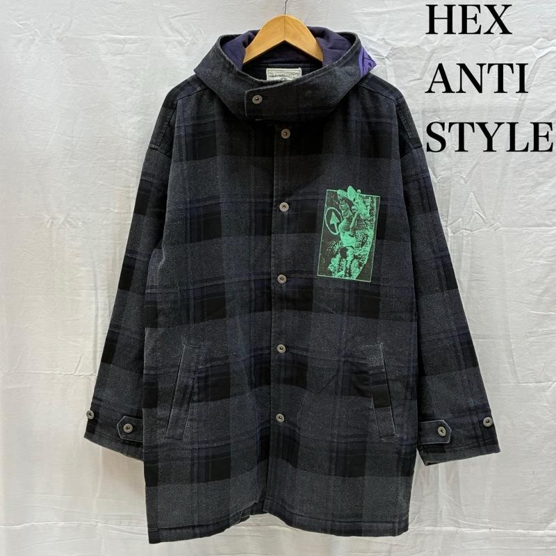 ヘックスアンチスタイル HEXANTISTYLE ジャケット、上着 ジャンパー、ブルゾン アート グラフィック プリント チェック フーデッド ハーフコート M メンズ USED 古着 中古 50167914