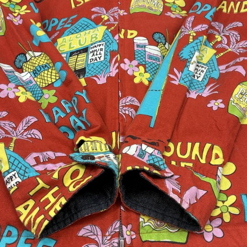 サンサーフ SUN SURF ジャケット、上着 ジャンパー、ブルゾン AROUND THE ISLAND フーデッド ジャケット リバーシブル ブラックシャンブレー ハワイアン柄 L メンズ USED 古着 中古 50167915