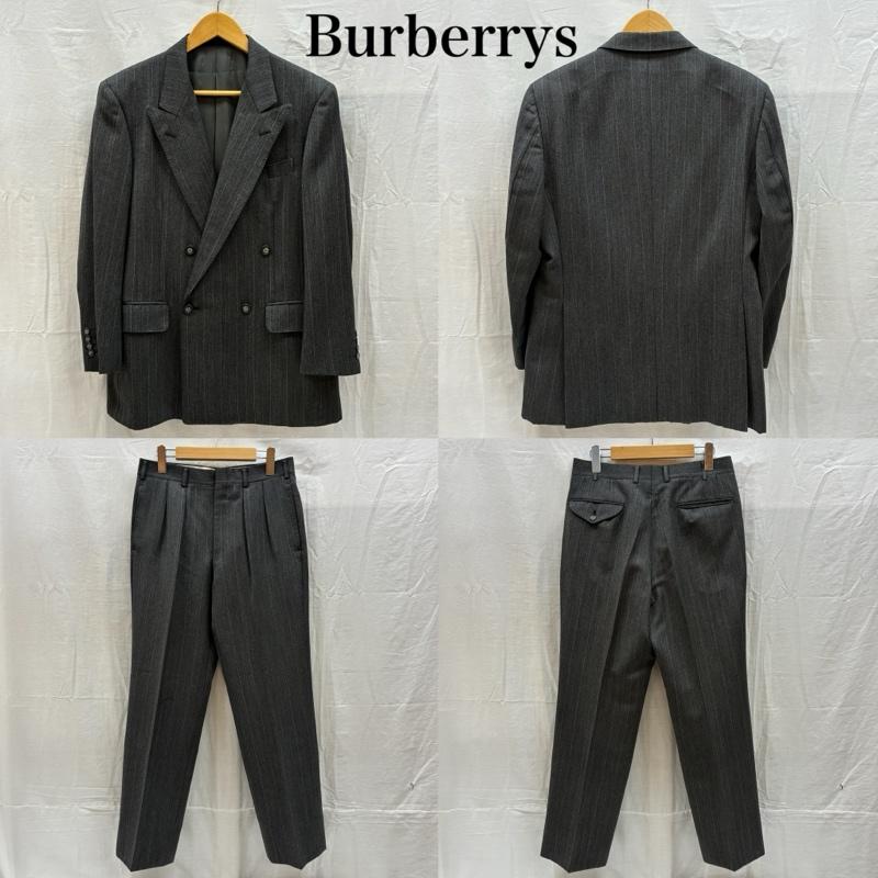 バーバリーズ BURBERRYS スーツ スーツ オールド ヘリンボーン ストライプ ダブル テーラード ジャケット 2タック スラックス セットアップ スーツ - メンズ USED 古着 中古 50167924