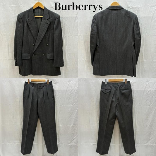 バーバリーズ BURBERRYS スーツ スーツ オールド ヘリンボーン ストライプ ダブル テーラード ジャケット 2タック スラックス セットアップ スーツ - メンズ USED 古着 中古 50167924