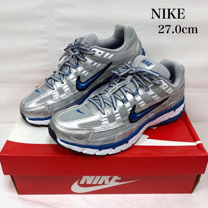 ナイキ NIKE スニーカー スニーカー P-6000 メタリック シルバー ローカット ロゴ メッシュ スニーカー 27.0cm ロゴ、文字 銀 / シルバー / silver color X 青 / ブルー / blue メンズ USED 古着 中古 50167945