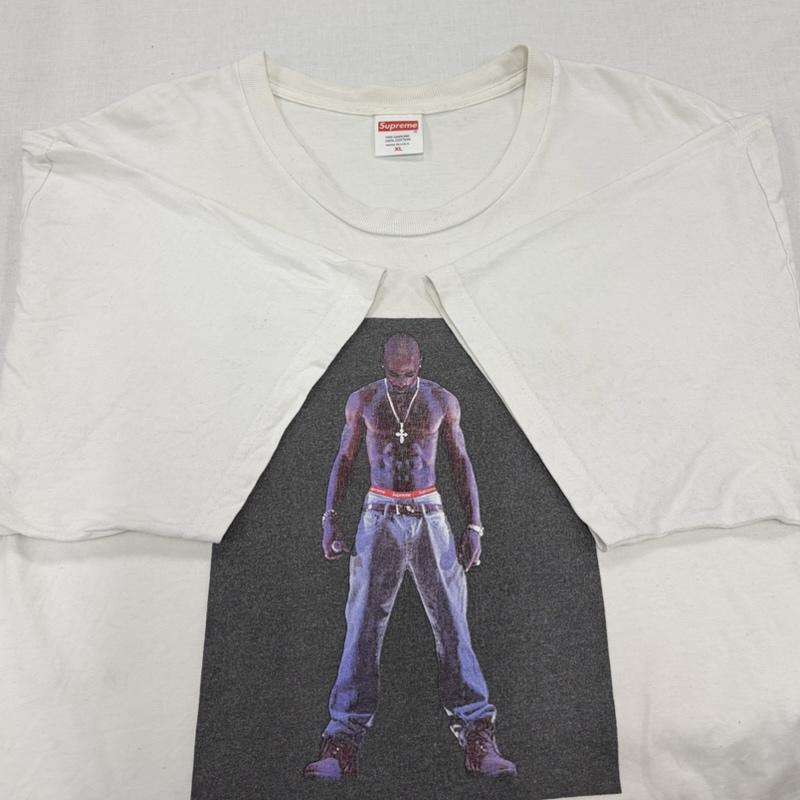 シュプリーム Supreme Tシャツ 半袖 2PAC グラフィックフォトプリント 半袖 Tシャツ XL プリント 白 / ホワイト / white X 黒 / ブラック / black メンズ USED 古着 中古 50167948