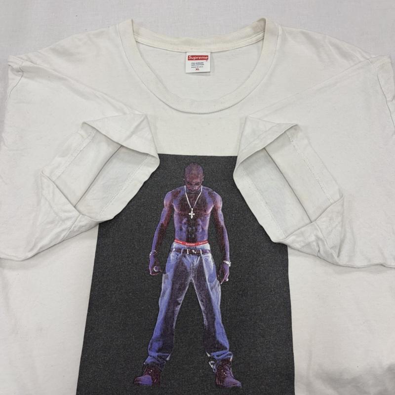 シュプリーム Supreme Tシャツ 半袖 2PAC グラフィックフォトプリント 半袖 Tシャツ XL プリント 白 / ホワイト / white X 黒 / ブラック / black メンズ USED 古着 中古 50167948