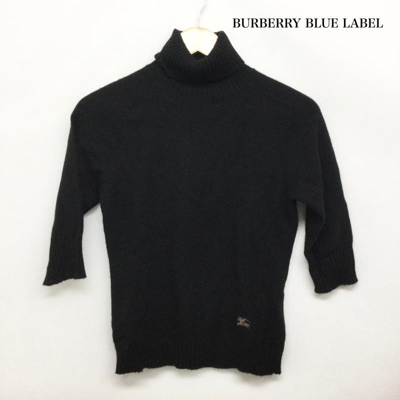 バーバリー・ブルーレーベル BURBERRY BLUE LABEL ニット、セーター 半袖 burberry blue label FBF61-573 ニット　ウール　カシミア　タートル M ワンポイント 黒 / ブラック / black レディース USED 古着 中古 50167953