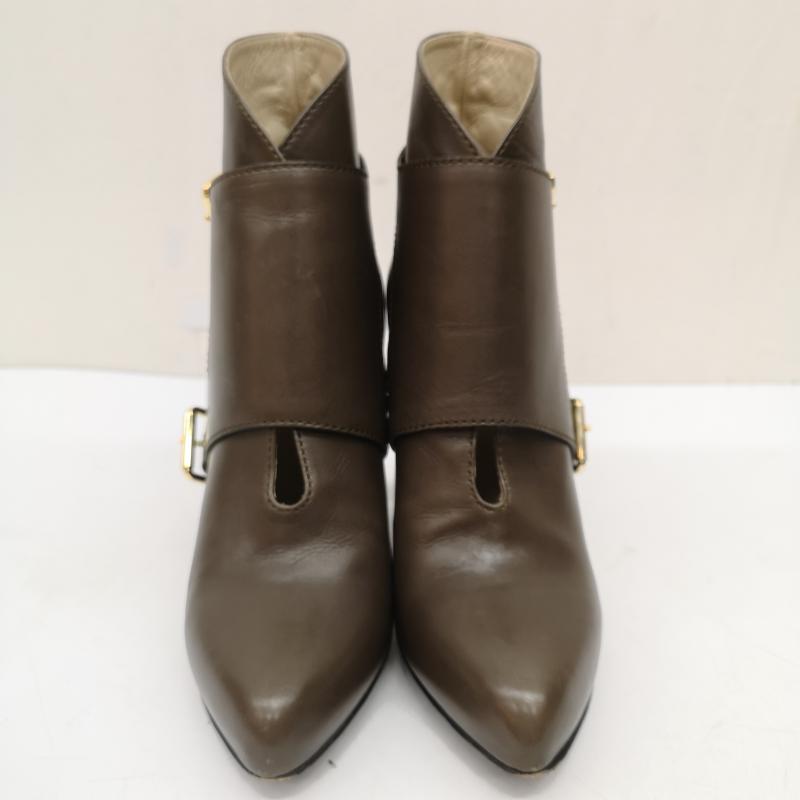 エトロ ETRO ブーツ ブーティ Leather Harness Platform レザー ハーネス プラットフォーム ハーネスベルト レザー 2way 24.0cm カーキオリーブ / カーキオリーブ / レディース USED 古着 中古 50167957
