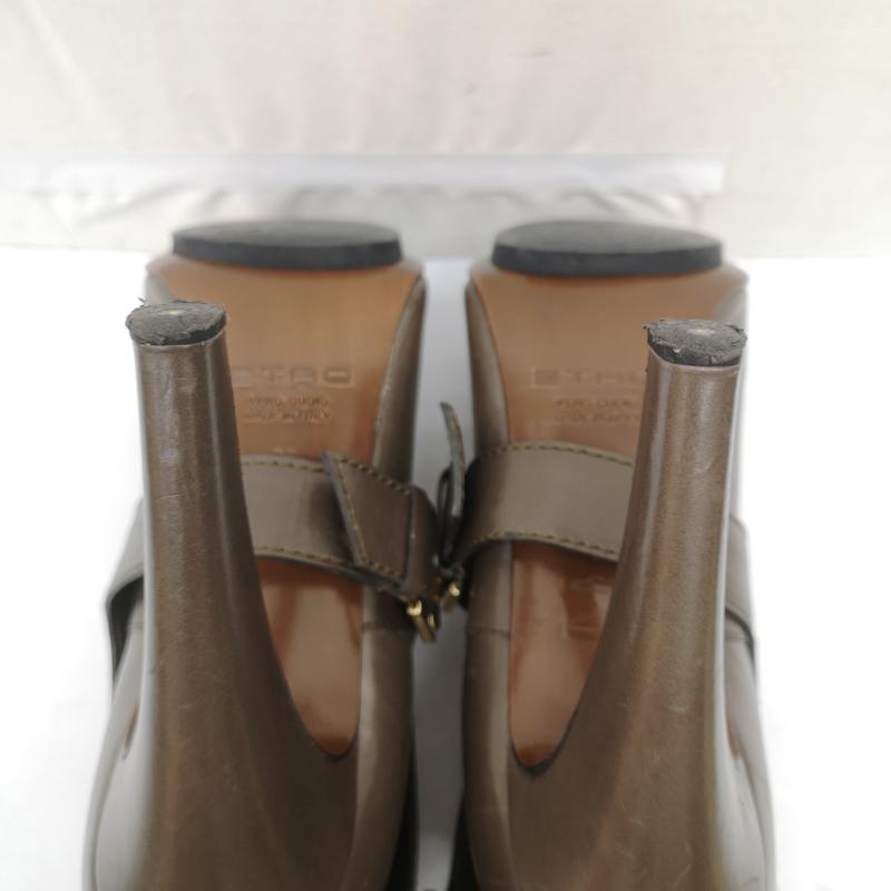 エトロ ETRO ブーツ ブーティ Leather Harness Platform レザー ハーネス プラットフォーム ハーネスベルト レザー 2way 24.0cm カーキオリーブ / カーキオリーブ / レディース USED 古着 中古 50167957