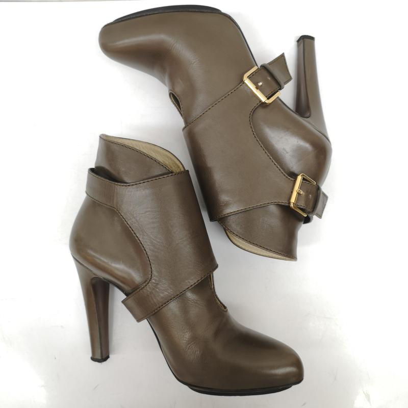 エトロ ETRO ブーツ ブーティ Leather Harness Platform レザー ハーネス プラットフォーム ハーネスベルト レザー 2way 24.0cm カーキオリーブ / カーキオリーブ / レディース USED 古着 中古 50167957