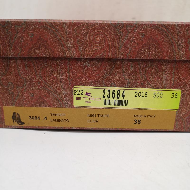 エトロ ETRO ブーツ ブーティ Leather Harness Platform レザー ハーネス プラットフォーム ハーネスベルト レザー 2way 24.0cm カーキオリーブ / カーキオリーブ / レディース USED 古着 中古 50167957