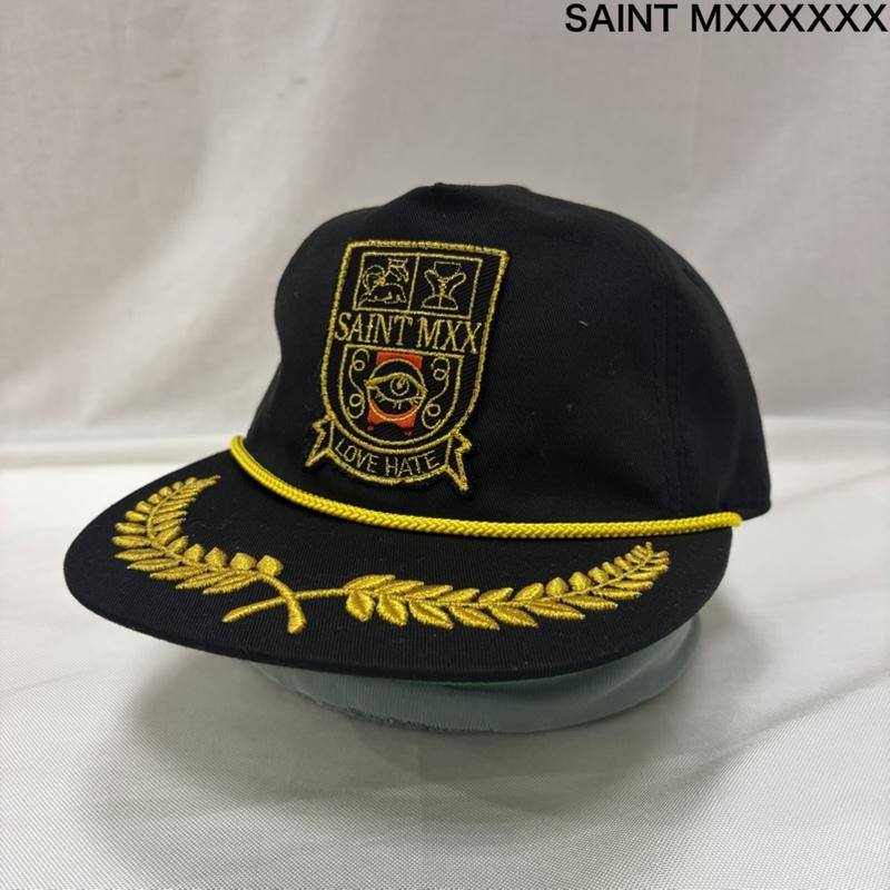 セントマイケル SAINT MICHAEL 帽子 キャップ CAP / EYE / BLACK アイ クレスト キャップ ブラック リーフ刺繍 ワッペン sm-hr1-0000-088 - 無地 X 刺繍 X ロゴ、文字 黒 / ブラック / black メンズ USED 古着 中古 50167961