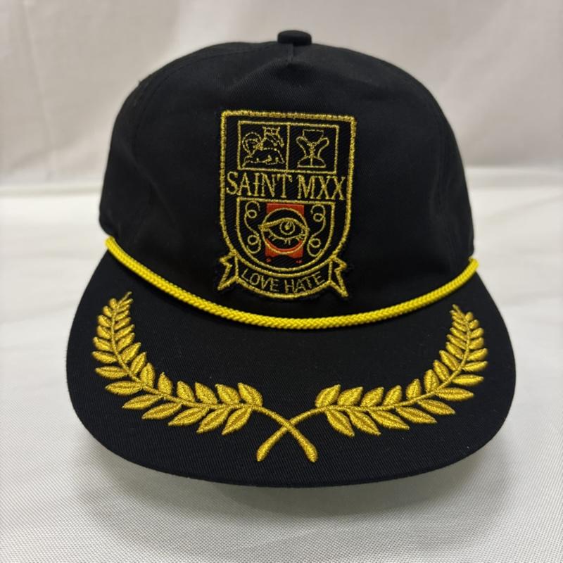 セントマイケル SAINT MICHAEL 帽子 キャップ CAP / EYE / BLACK アイ クレスト キャップ ブラック リーフ刺繍 ワッペン sm-hr1-0000-088 - 無地 X 刺繍 X ロゴ、文字 黒 / ブラック / black メンズ USED 古着 中古 50167961