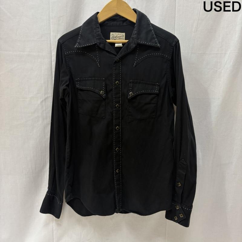 ＵＳフルギ US古着 シャツ、ブラウス 長袖 USA製 70s 80s Rockmount Ranch Wear ウエスタン シャツ ダイヤモンド スナップ ステッチワーク - 無地 黒 / ブラック / black メンズ USED 古着 中古 50167974