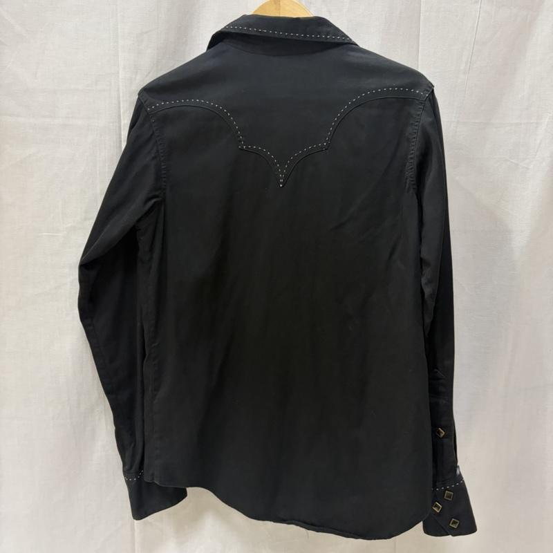 ＵＳフルギ US古着 シャツ、ブラウス 長袖 USA製 70s 80s Rockmount Ranch Wear ウエスタン シャツ ダイヤモンド スナップ ステッチワーク - 無地 黒 / ブラック / black メンズ USED 古着 中古 50167974