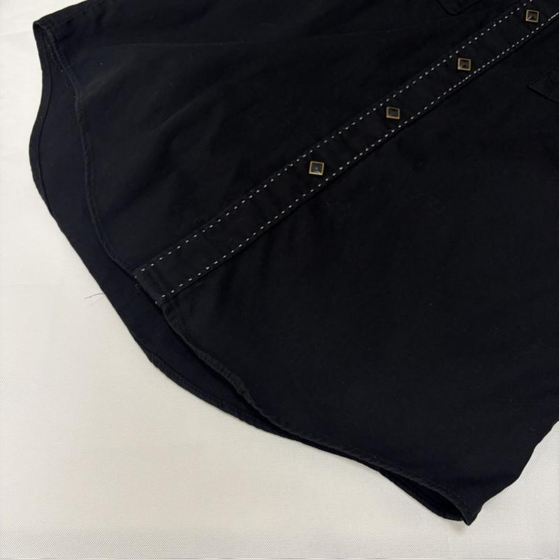 ＵＳフルギ US古着 シャツ、ブラウス 長袖 USA製 70s 80s Rockmount Ranch Wear ウエスタン シャツ ダイヤモンド スナップ ステッチワーク - 無地 黒 / ブラック / black メンズ USED 古着 中古 50167974