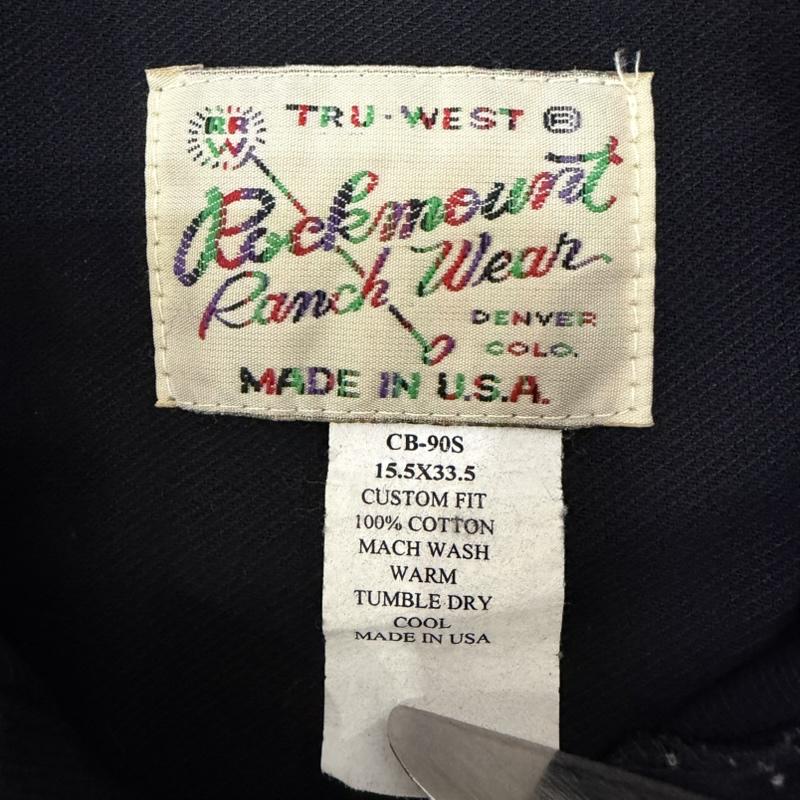ＵＳフルギ US古着 シャツ、ブラウス 長袖 USA製 70s 80s Rockmount Ranch Wear ウエスタン シャツ ダイヤモンド スナップ ステッチワーク - 無地 黒 / ブラック / black メンズ USED 古着 中古 50167974