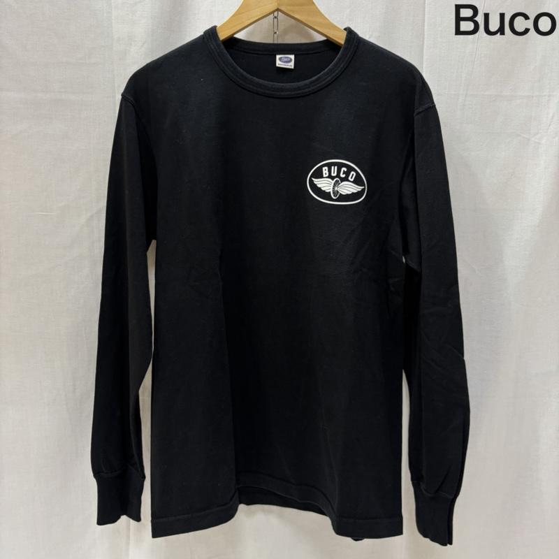 ブコ BUCO Tシャツ 長袖 L/S TEE RIDING TOGS black M M ロゴ、文字 黒 / ブラック / black X 白 / ホワイト / white メンズ USED 古着 中古 50167982