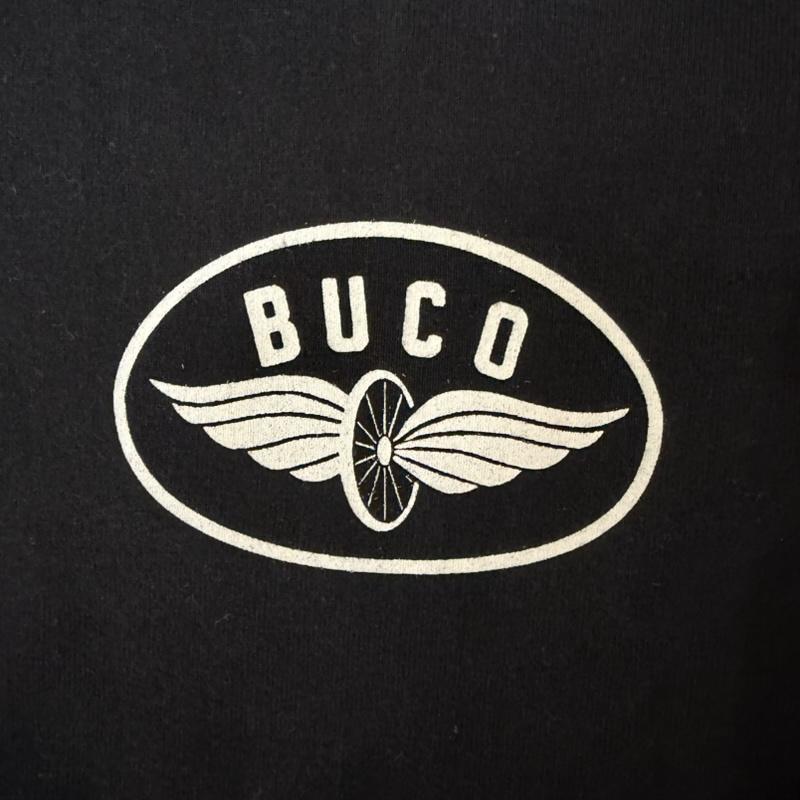 ブコ BUCO Tシャツ 長袖 L/S TEE RIDING TOGS black M M ロゴ、文字 黒 / ブラック / black X 白 / ホワイト / white メンズ USED 古着 中古 50167982