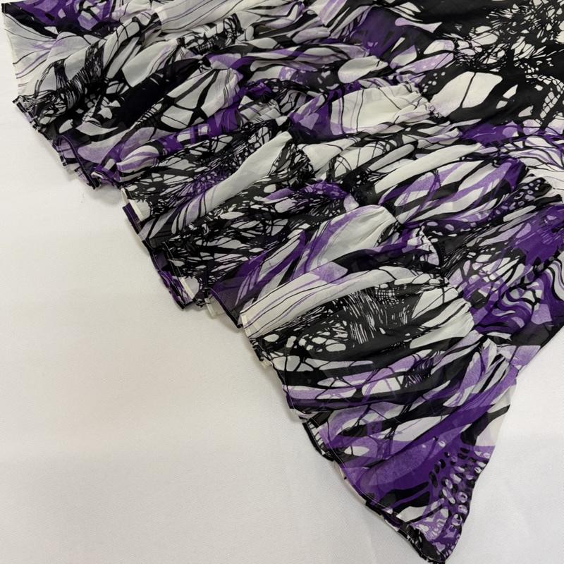ディーゼル DIESEL ワンピース ミニスカート ノースリーブ 総柄 ワンピース フリル ウエストマーク white×purple S S 総柄 白 / ホワイト / white X 紫 / パープル / purple レディース USED 古着 中古 50167984