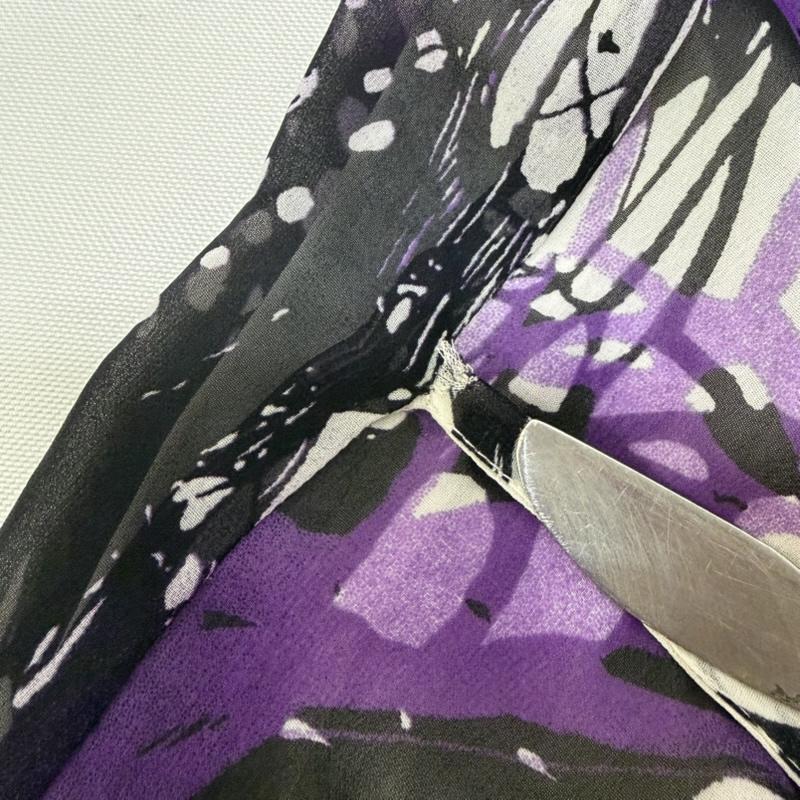 ディーゼル DIESEL ワンピース ミニスカート ノースリーブ 総柄 ワンピース フリル ウエストマーク white×purple S S 総柄 白 / ホワイト / white X 紫 / パープル / purple レディース USED 古着 中古 50167984