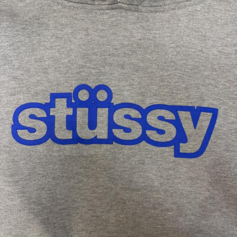 ステューシー STUSSY パーカー 長袖 90s USA製 OLD STUSSY ロゴプリント プルオーバーHOODIE gray L 紺タグ 裏起毛 L ロゴ、文字 X プリント 灰 / グレー / gray メンズ USED 古着 中古 50167987