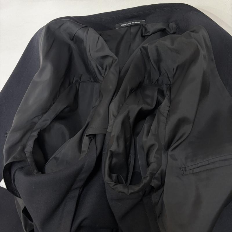 グリーンレーベルリラクシング green label relaxing スーツ パンツスーツ ダブルボタンジャケット 2タックパンツ セットアップ 2点セット black M M 無地 黒 / ブラック / black メンズ USED 古着 中古 50167988