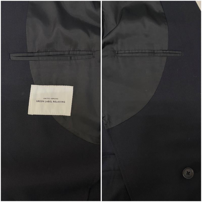 グリーンレーベルリラクシング green label relaxing スーツ パンツスーツ ダブルボタンジャケット 2タックパンツ セットアップ 2点セット black M M 無地 黒 / ブラック / black メンズ USED 古着 中古 50167988