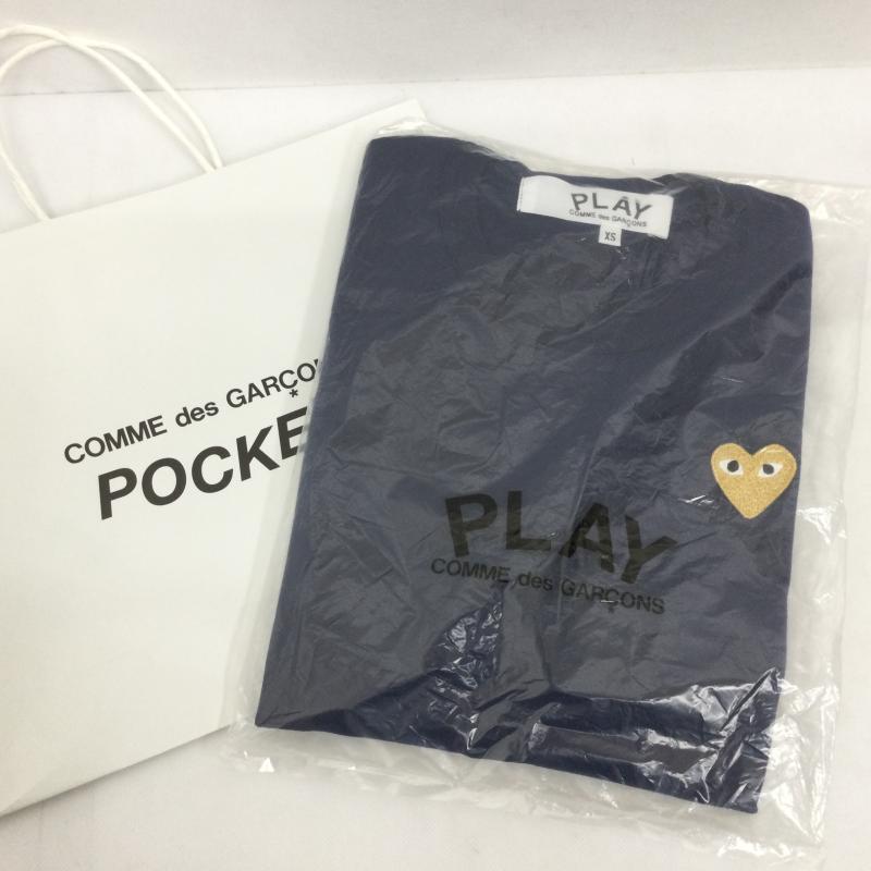 プレイコムデギャルソン PLAY COMME des GARCONS Tシャツ 半袖 金ハート刺繍 半袖Tシャツ AX-T216 XS ロゴ、文字 紺 / ネイビー / navy X 金 / ゴールド / gold color メンズ USED 古着 中古 50167991