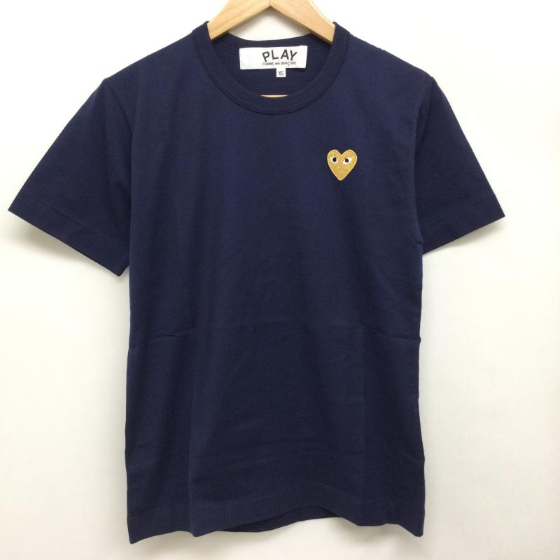 プレイコムデギャルソン PLAY COMME des GARCONS Tシャツ 半袖 金ハート刺繍 半袖Tシャツ AX-T216 XS ロゴ、文字 紺 / ネイビー / navy X 金 / ゴールド / gold color メンズ USED 古着 中古 50167991