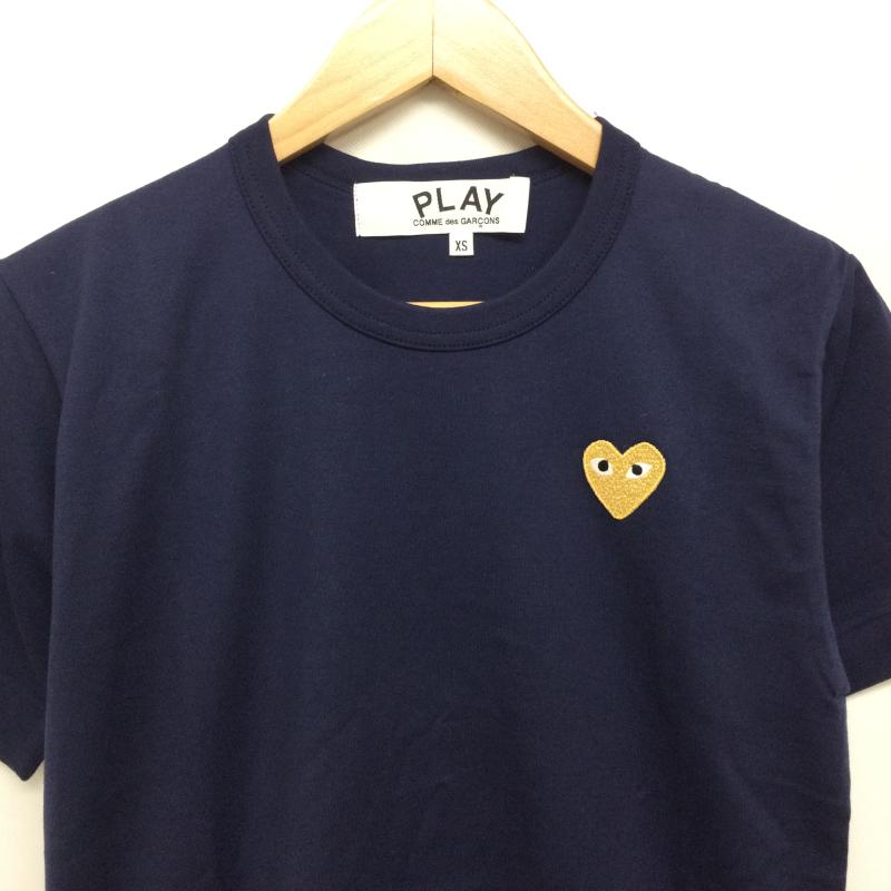 プレイコムデギャルソン PLAY COMME des GARCONS Tシャツ 半袖 金ハート刺繍 半袖Tシャツ AX-T216 XS ロゴ、文字 紺 / ネイビー / navy X 金 / ゴールド / gold color メンズ USED 古着 中古 50167991