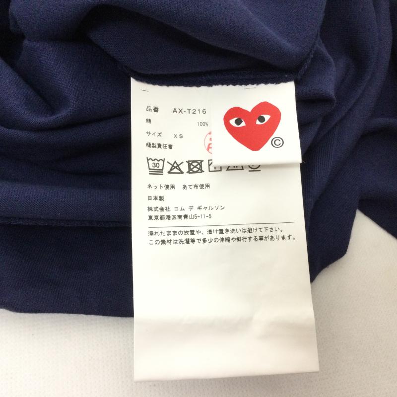 プレイコムデギャルソン PLAY COMME des GARCONS Tシャツ 半袖 金ハート刺繍 半袖Tシャツ AX-T216 XS ロゴ、文字 紺 / ネイビー / navy X 金 / ゴールド / gold color メンズ USED 古着 中古 50167991