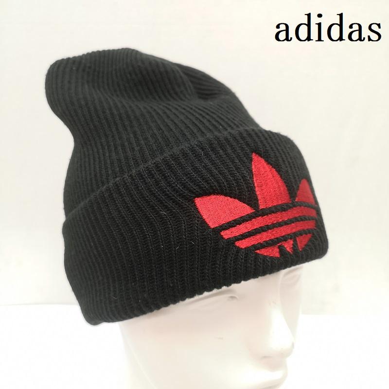 アディダス adidas 帽子 ニット帽 90s トレフォイルロゴ ニット帽 ビーニー 黒 / ブラック / black メンズ USED 古着 中古 50167993