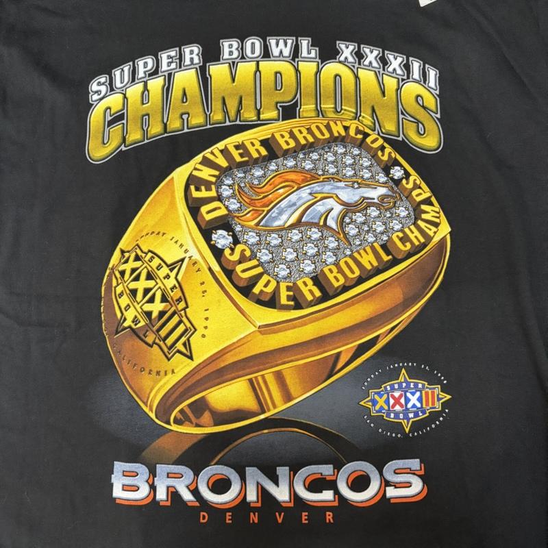 ＵＳフルギ US古着 Tシャツ 半袖 98s SUPER BGOWL 32 USA製 NFL デンバーブロンコス チャンピオンリング グラフィックTシャツ black XL XL プリント 黒 / ブラック / black メンズ USED 古着 中古 50167994