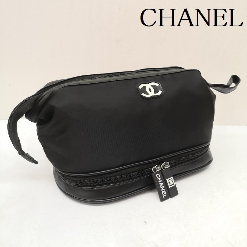 シャネル CHANEL ファッション小物 ファッション小物 ノベルティ 化粧ポーチ 2段式 ナイロン 黒 / ブラック / black メンズ USED 古着 中古 50167996