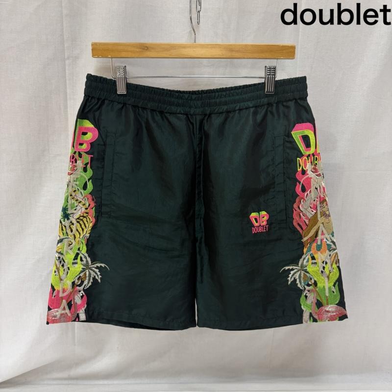 ダブレット doublet パンツ ショートパンツ CHAOS EMBROIDERY CHAMBRAY PANTS GREEN 刺繍シャンブレーショーツ green M 42 刺繍 緑 / グリーン / green メンズ USED 古着 中古 50167997