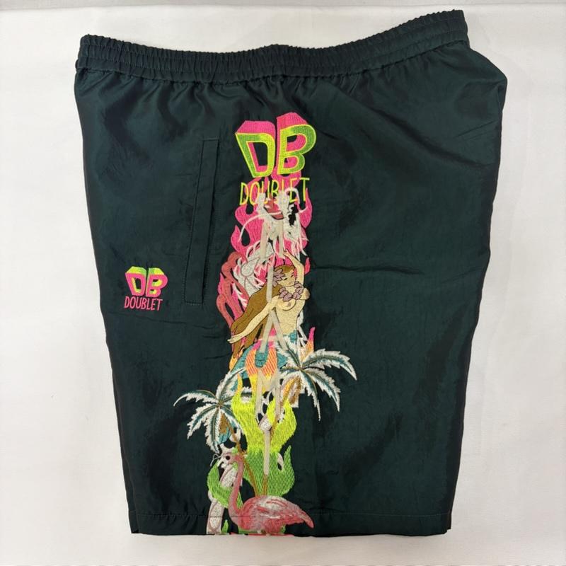 ダブレット doublet パンツ ショートパンツ CHAOS EMBROIDERY CHAMBRAY PANTS GREEN 刺繍シャンブレーショーツ green M 42 刺繍 緑 / グリーン / green メンズ USED 古着 中古 50167997