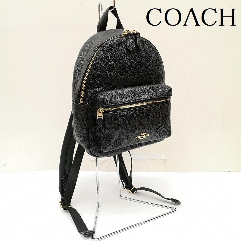 コーチ COACH リュックサック、デイパック リュックサック、デイバッグ F38263 ミニ チャーリー バックパック ペブルドレザー メタルロゴ リュック 黒 / ブラック / black レディース USED 古着 中古 50167999