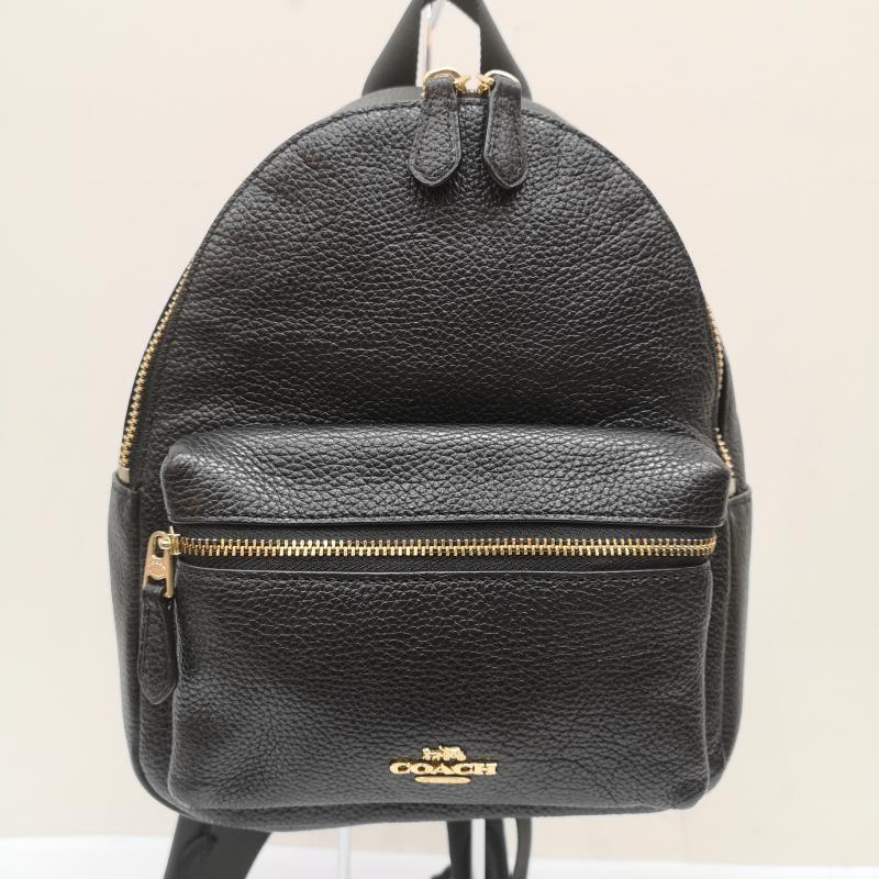 コーチ COACH リュックサック、デイパック リュックサック、デイバッグ F38263 ミニ チャーリー バックパック ペブルドレザー メタルロゴ リュック 黒 / ブラック / black レディース USED 古着 中古 50167999