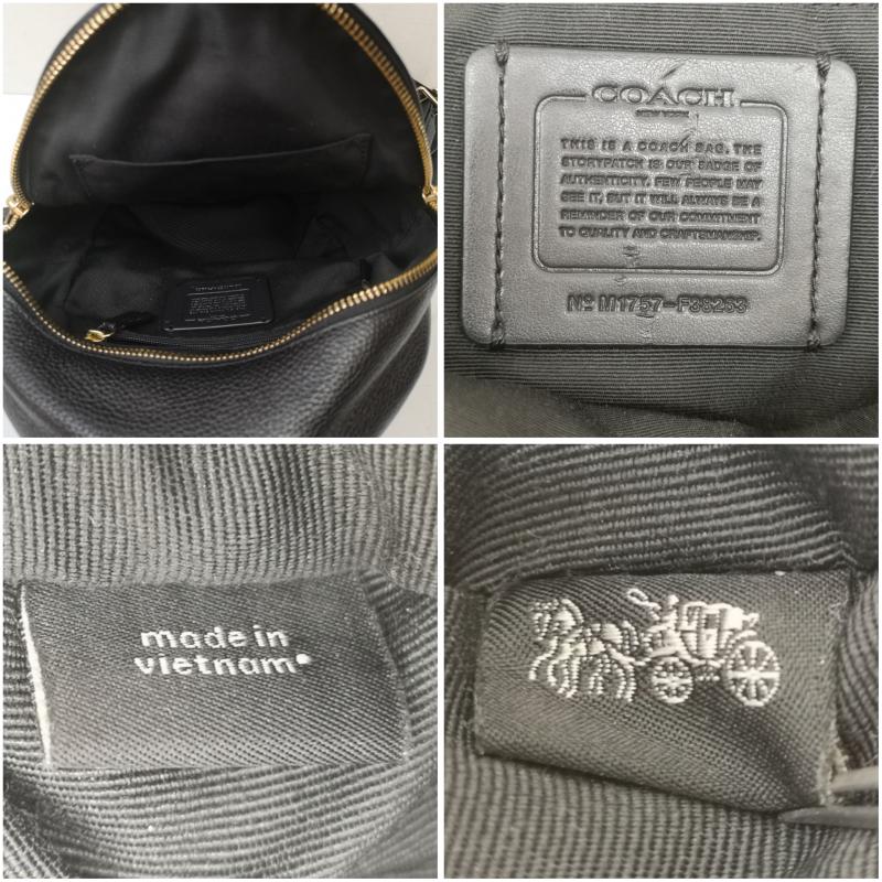 コーチ COACH リュックサック、デイパック リュックサック、デイバッグ F38263 ミニ チャーリー バックパック ペブルドレザー メタルロゴ リュック 黒 / ブラック / black レディース USED 古着 中古 50167999
