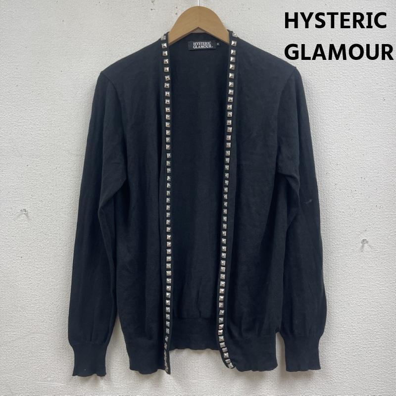 ヒステリックグラマー HYSTERIC GLAMOUR カーディガン 長袖 オープンフロント 前立て スタッズ メタル カーディガン M 黒 / ブラック / black メンズ USED 古着 中古 50168016