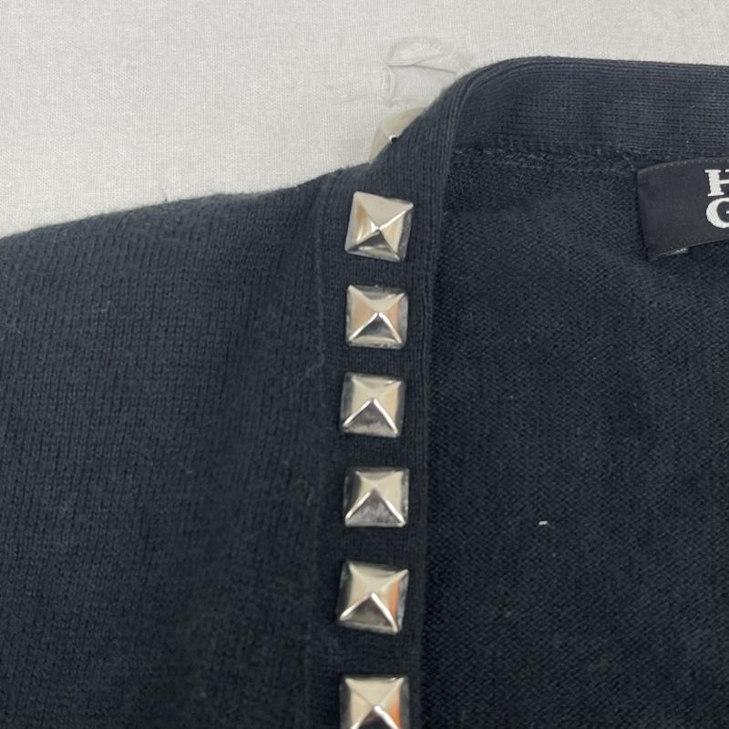ヒステリックグラマー HYSTERIC GLAMOUR カーディガン 長袖 オープンフロント 前立て スタッズ メタル カーディガン M 黒 / ブラック / black メンズ USED 古着 中古 50168016