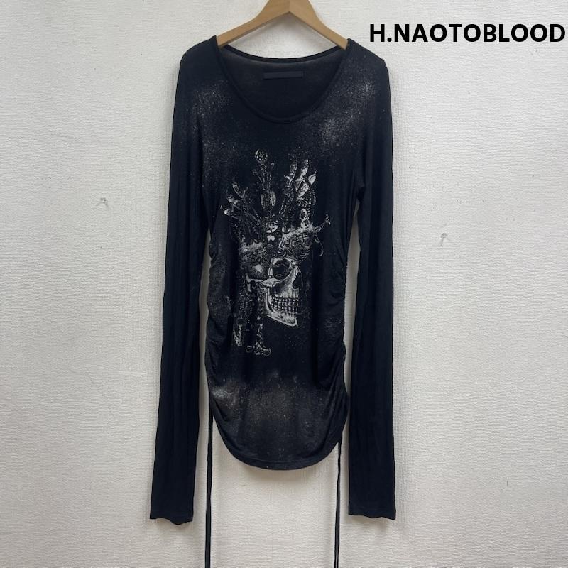 エイチナオトブラッド H.NAOTOBLOOD カットソー 長袖 Y2K 00s スカル ドクロ グラフィック プリント ロング カットソー 黒 / ブラック / black メンズ USED 古着 中古 50168019