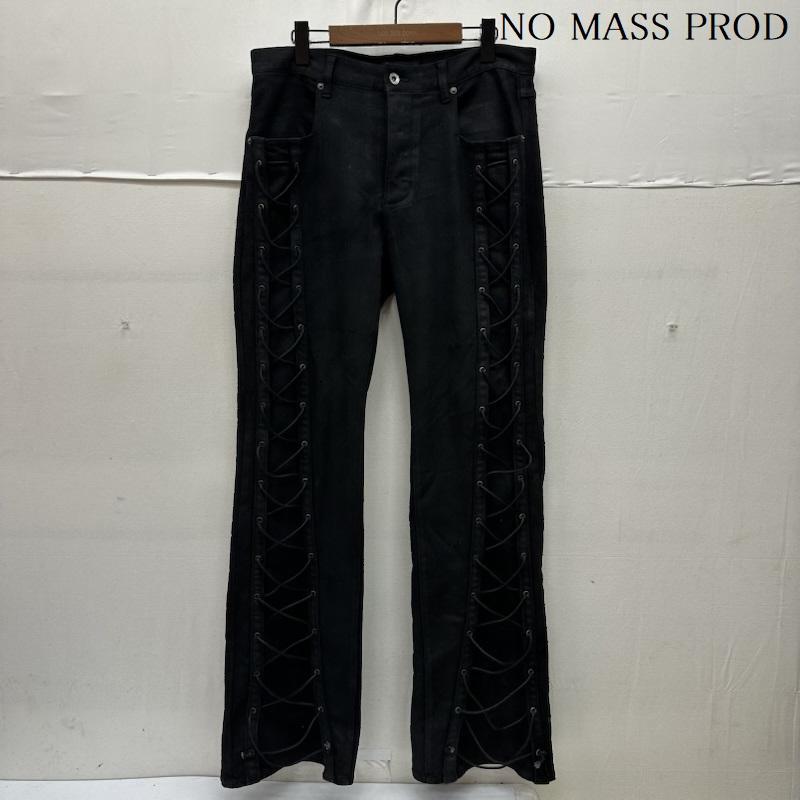 古着 USED パンツ デニム、ジーンズ NO MASS PROD LACED UP WAX DENIM レースアップ ワックス フレア デニム パンツ XL 黒 / ブラック / black メンズ USED 古着 中古 50168031